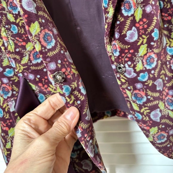 Free People Cotton Velvet Jacket Fully Lined Floral Bow Boho Small Petite - Picture 10 of 13